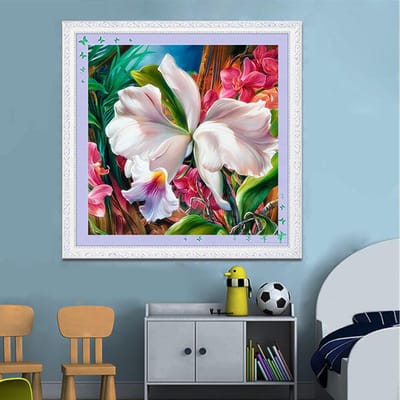 Diamant schilderij volledige ronde bloem diamant mozaïek schilderachtige foto van strass kristallen borduurwerk 30x30CM black