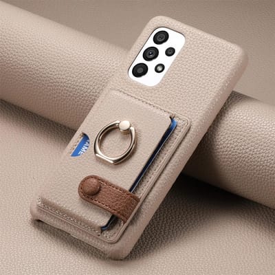 Ring Lederen Telefoonhoesje voor Samsung Galaxy S25 23 S21 FE S24 Ultra S22 Plus A54 A15 A25 A35 A55 Portemonnee met Kaarthouder Cover Galaxy S24 white