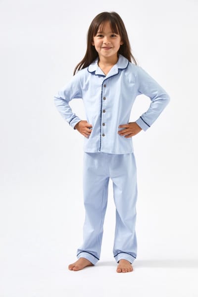Little Label - meisjes pyjama - lichtblauw - 4Y/96-104 - Zachte BIO Katoen