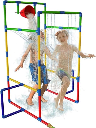 Opblaasbare Waterspeeltuin met Dunk Emmer - Zomers Waterpark voor Buiten en Tuinplezier