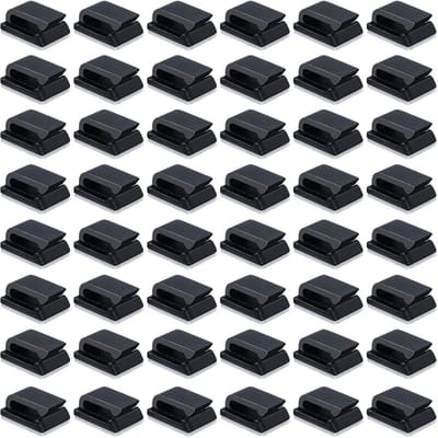 Set van 50 Zelfklevende Kabelclips voor Kabelbeheer, Elektrische Draadclips voor Auto, Kantoor en Thuis (13x10mm, Zwart)