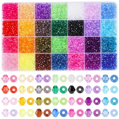 Acryl Bicone Kristallen Kralen met 28 Roosters Plastic Doos Gefacetteerde Transparante kleurrijke Losse Spacer Kral Bulk voor sieraden maken Armbanden Kettingoorbelle