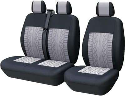 Famanu - Stoelhoezen voor bestelwagens, universeel, compatibel met de meeste bestelwagens, vrachtwagens, voorstoelhoezen voor enkele en dubbele autostoelhoezen voor enkele bestuurder en dubbele