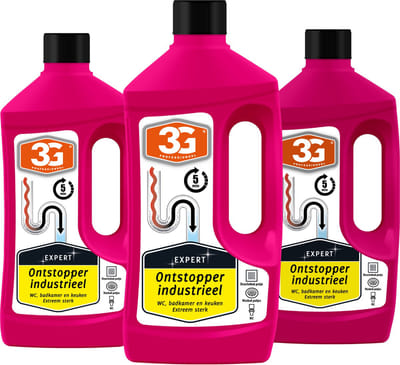 3x 3G Professioneel Expert Ontstopper industrieel - 1000 ml - Industriële Ontstopper - Krachtige Ontstopper - Riool Ontstopper - Afvoer Ontstopper - Professioneel - 3-Pack