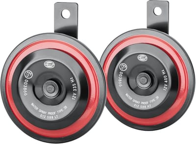 Universele Claxon Set 12V 115dB - Lage Toon - Rood/Zwart - ECE Goedgekeurd