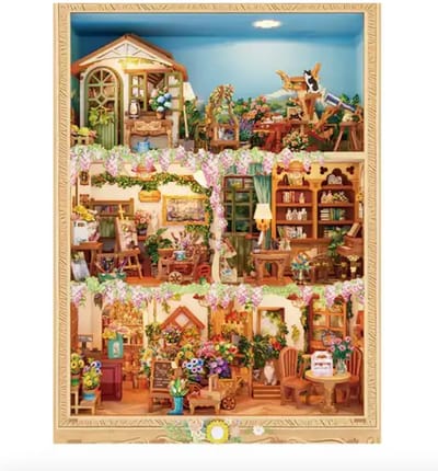 Tonecheer TQ455 Blossom Time Bouwpakket | Miniatuur huisjes pakket modelbouw voor volwassenen | Houten 3D Puzzel | Woonkamer decoratie schilderij | Bewegingssensor led lights verlichting | DIY katten poppenhuis display collectie