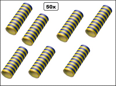 50x Serpentine rollen blauw - geel- papier - Versiering Carnaval Decoratie Optocht Serpetine Feest Landen