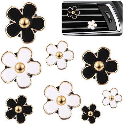 Luchtverfrisser Auto - 8 Stuks Madeliefjes Bloem - Aromatherapie Diffuser - Interieur Decoratie - Etherische Olie Accessoires - Antislip Clip - Geurhanger