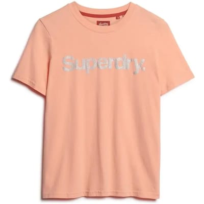 Dames-T-shirt met metallic logo Superdry Core