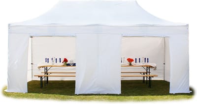 3x6 m Easy Up partytent Vouwpaviljoen PVC brandvertragend, PROFESSIONAL alu 40mm, wit