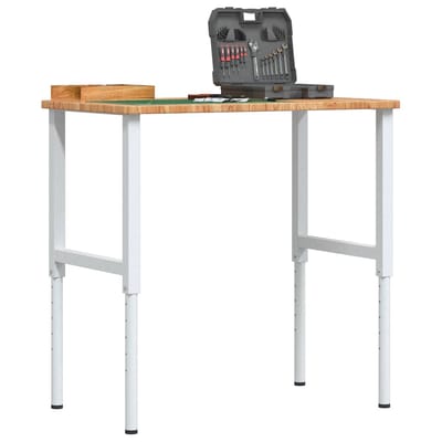 vidaXL - Werkbank - rechthoek - 100x60x(71,5-98) - cm - eikenhout - lichtbruin