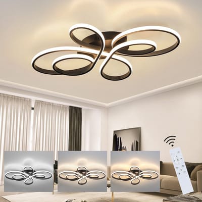 NETTLIFE Plafondlamp LED - Zwart - 100cm - 3000-6000K Dimbaar - met Afstandsbediening - Moderne Keukenverlichting - met Creatief ontwerp - voor Slaapkamer | Woonkamer | Hotel - 90W