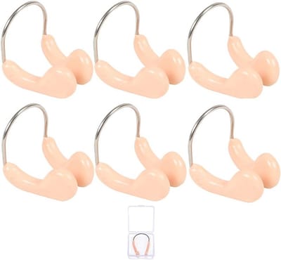 Neusklemmen Zwemmen - Zwemneusbescherming - Water Buiten Houden - Set van 6 - Inclusief Doos - Beige