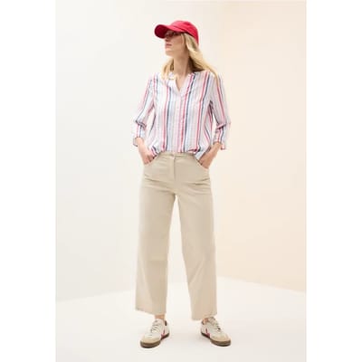 Gestreepte blouse met gespleten hals