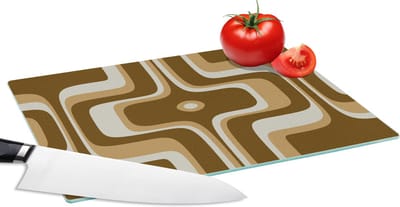 Glazen Snijplank - 28x20 - Retro - Design - Bruin - Snijplanken Glas