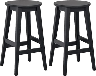 Rowico Home Austin houten barkruk zwart - 65 cm - Set van 2