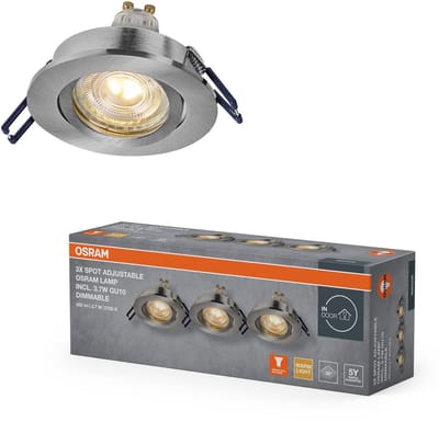 OSRAM Spot Set LED inbouwspot DIM Flexibel 3,7W satijnnikkel, 2700K, aluminium, dimbaar klikmontage, set van 3