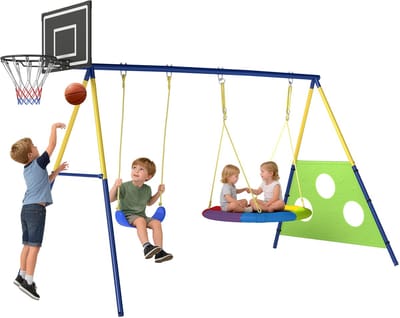 Aiyaplay Kinderschommel-Staal, Oxford-stof-288L x 160B x 220H cm-Meerkleurig