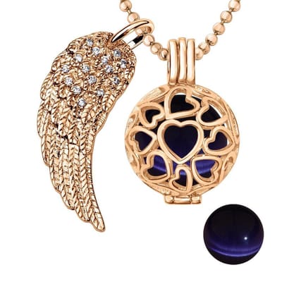 Engelenroeper 18mm Bolhouder met Ketting 90cm en Bolletje - Dames - Roségoudkleurig Hartjes - EBS18195