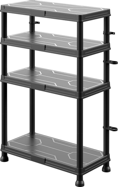 Baulich Kunststof Rek 92,6×60×30 cm - 4 Legplanken - Draagvermogen 100 kg - Klikmontage - Zwart