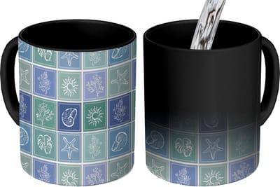 Magische Mok - Foto op Warmte Mokken - Koffiemok - Nostalgisch - Kust - Zee - Zomer - Groen - Blauw - Magic Mok - Beker - 350 ML - Theemok