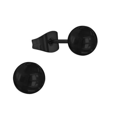 Aramat Jewels | Oorbellen | Zwarte Bolletjes Oorbellen 6mm | | | |6mm | Staal | Kinderen, Volwassenen | Verkleurd niet