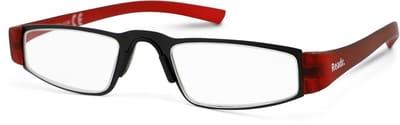 Leesbril Readr. LIMO – Kleur zwart/rood – Sterkte +1.00 – Model lookover - Lichtmetalen montuur– Unisex leesbril – Extra lange rubberized veren – Hoogwaardige kwaliteit – Geschikt voor dagelijks gebruik