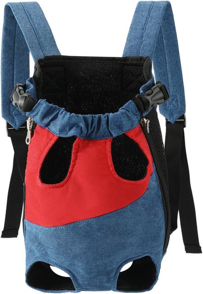 Rugzak voor huisdieren - Reistas voor huisdieren - Kattenrugzak - Met veiligheidsriem - Geschikt voor katten en kleine honden van 4-5kg - Rood en blauw - Maat L