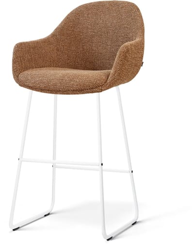 Nolon Nino-Mae barkruk bruin blend - wit onderstel - 75 cm - japandi - met armleuning - barstoel