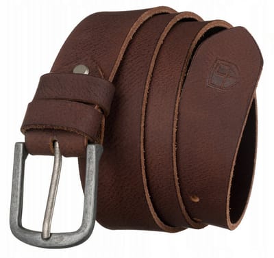 Peterson - Luxe Heren Riem - Breed Model - Echt Rundleer - Bruin - Matte Zilveren Gesp - Duurzame Cadeauverpakking
