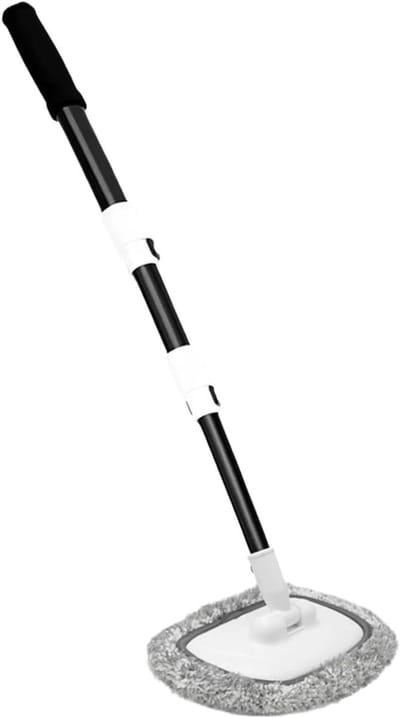 Autowasborstel - Telescopische schrobber - Voertuigen reinigen - Ergonomisch gebogen ontwerp - Tot 110 cm - Zwart/Wit/Grijs