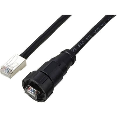 TRU COMPONENTS TC-E13T-MR6-MCA/NCA-0.5PV-S RJ45-kabel met rechte kabel, IP67 (schroefdraad), CAT6A, 0,5 m TC-13543632 Aantal polen (sensoren) 8 Zwart