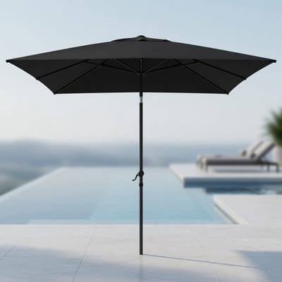 Rechthoekige Tuinparasol 250x200 cm met Knikfunctie, UV-bescherming 50+, Slingerbediening en Windventiel – Balkon- en Terras Parasol – Antraciet Mobili Bella