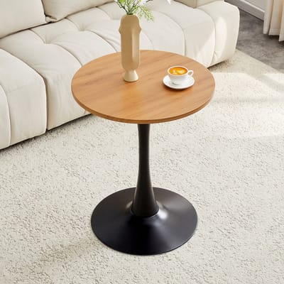 Salontafel - Tafel - Bijzettafels - Rond - 60x60x72 cm - Moderne Bijzettafels - Zandloperontwerp - Moderne salontafel - Zwart, naturel houtkleurig