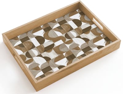 Dienblad hout 40x30 cm - Schootdienblad - Abstract - Retro - Bruin - Borrelplank rechthoek - Plateau dienbladen