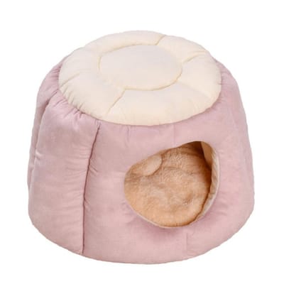 Chenil semi-fermé pour chat toutes saisons Chenil pour animal de compagnie Fournitures pour animaux quatre saisons Tapis de sommeil profond pour dormir M：48*35