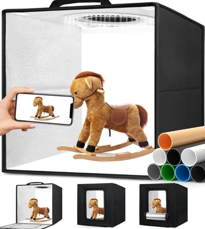 RWB® Fotobox - Fotostudio - Lichtbox - Zwart - 32cm x 32cm x 32cm