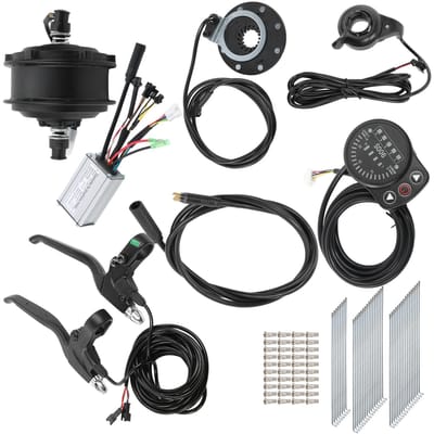 48V 250W Motor 24 inch 12G Velg met KT900S Meter Ebike Conversiekits Doe-het-zelf Accessoires(Voormotor ) black