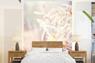 Behang - Fotobehang Winter - Takken - Sneeuw - Natuur - Breedte 165 cm x hoogte 220 cm