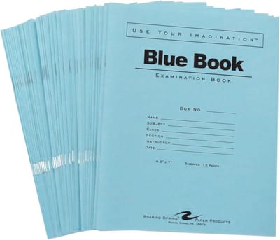 Exam Boek - Schrijfblok Notitieboek - Toetsen Maken - Gele Vellen - 50 Stuks - Blauw