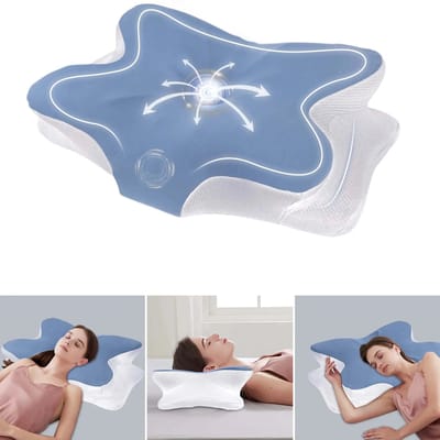 Sensova Ergonomisch Traagschuim Nekkussen Vlindervorm – Orthopedisch Cervicaal Hoofdkussen met Drukverlichting en Optimale Slaapondersteuning – Ademend Koel IJszijde Hoes – Geschikt voor Rug-, Zij- en Buikslapers – 63x42,5 cm