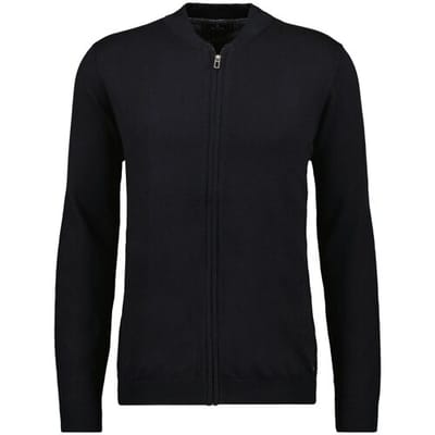 Ragman Vest Solid Color Zip Cardigan College Collar Cotton Cashmere Zwart / male