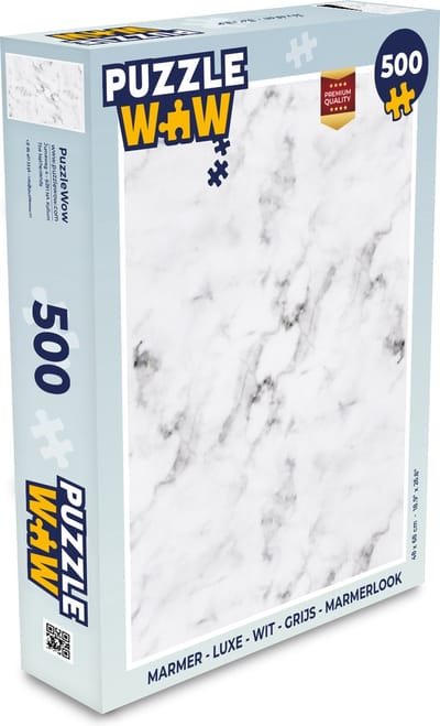 Puzzel Marmer - Luxe - Wit - Grijs - Marmerlook - Legpuzzel - Puzzel 500 stukjes