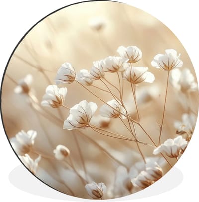 WallCircle - Wandcirkel - Muurcirkel - Wilde - Bloemen - Wit - Aluminium - Dibond - 30x30 cm - Binnen en Buiten