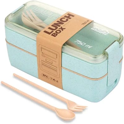 Lunchcontainers Leuke Lunchtrommels voor Kinderen Veilige Lunchvoedselcontainer Kinderen Bento Eetstokjes Vaatwasser Magnetron Doos Lekdicht 750ml&3 beige