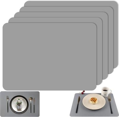 5 stuks - Placemats - Siliconenmatten - Bakmatten - Kneedmatten - Dubbelzijdige placemats - Siliconen deegmatten - Antislip keukentafelmatten - Hittebestendig en antislip - Grijs - 40*30*0,1 cm - Geschikt voor keuken en eettafel
