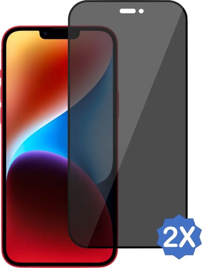 2x Geschikt voor iPhone 14 Privacy Screenprotector - Privé - Geschikt voor iPhone 14 Screenprotector - Glas