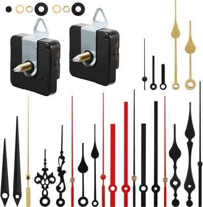Quartz Klok Mechanismen Set van 2, Stil Klok Mechanisme met 8 Klok Wijzers voor DIY Klokprojecten en Vervangingen (20mm)