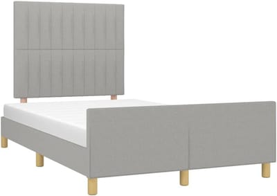 Bedframe met hoofdeinde - Slaapkamer meubel - Comfortabel slapen - Stevig design - 120x200 cm - Lichtgrijs