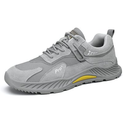 Lente en Zomer Herenschoenen Echt Leer Ademend Casual Schoenen Nieuw Mesh Oppervlak Lichtgewicht Sport Papa Schoenen Hardlopen Tide Schoenen 45 grijze kleur